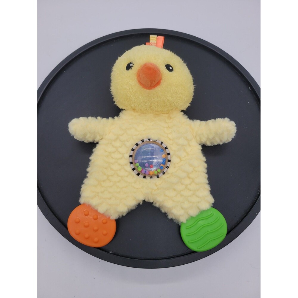 Spark Create Imagine Yellow Duck Plush Lovey Teether Crinkle Rattle Bubble Toy